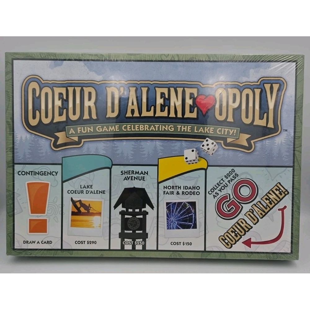 Coeur D'Alene-opoly Board Game Late for the Sky North Idaho Lake City New Sealed